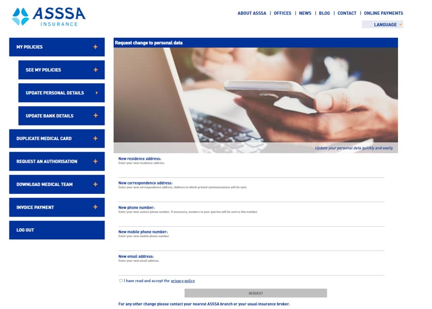 ASSSA Client Area portal